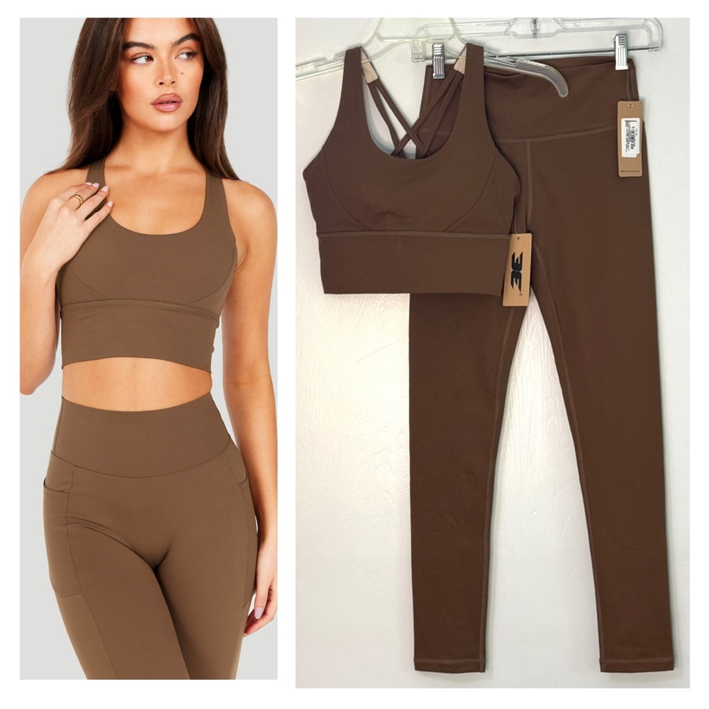 Elite Eleven Aura Bra & Aura Leggings Set in Mocha Size M NWT
